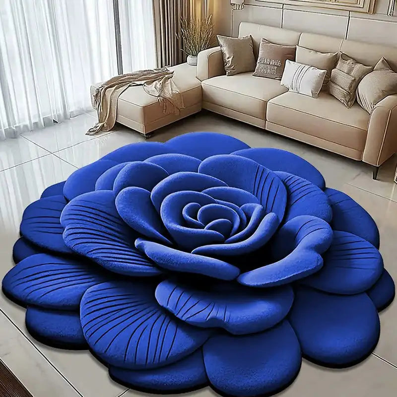 Alien Floral Plush and Diatomaceous Earth Bathroom Floor Mat - Absorbent, Anti-Slip, 3D Fresh Flower Design, Dirt-Resistant
