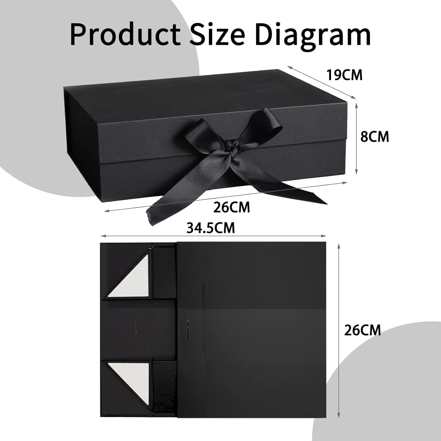 Deluxe Magnetic Closure Gift Box with Satin Ribbon - Perfect for Every Occasion: Birthdays, Weddings, Christmas, and More - 26x19x8cm