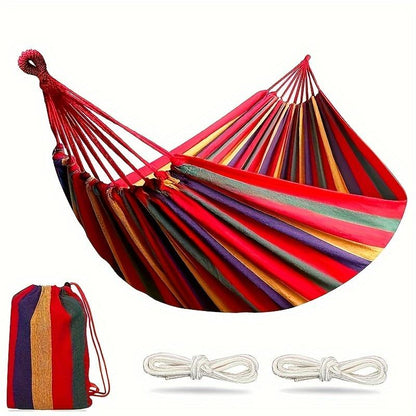 Adult Hammock - Breathable Fabric with Portable Storage Bag - Foldable and Ultra-Light Design for Camping, Beach, and Travel in Red/Blue Bicolor