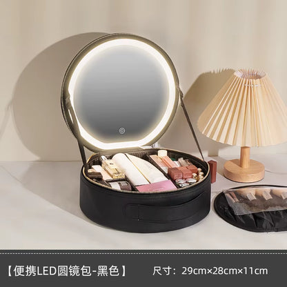 Ultimate Cosmetic Portable Travel Storage Box with 2000mAh LED Rechargeable Vanity Case and Built-in Lighted Mirror
