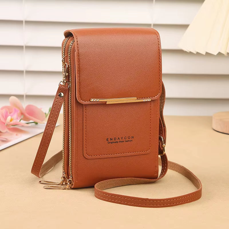 Fashionable Touch Screen Lock Cell Phone Crossbody Bag for Women with Card Holder