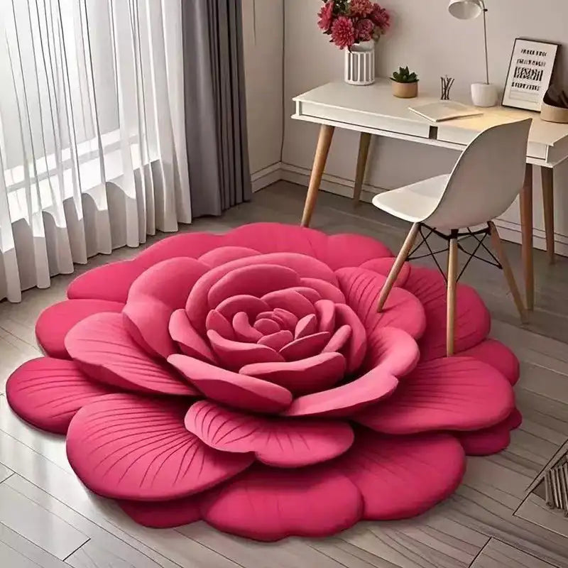 Alien Floral Plush and Diatomaceous Earth Bathroom Floor Mat - Absorbent, Anti-Slip, 3D Fresh Flower Design, Dirt-Resistant