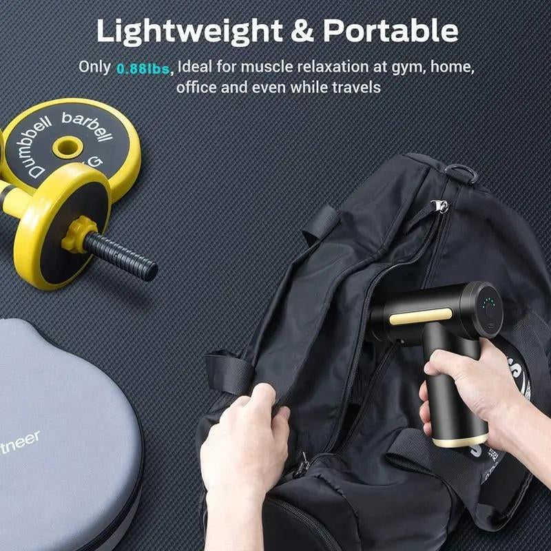 Portable USB Rechargeable 6-Speed Body Massage Gun with Adjustable Multifunctional Features for Muscle Recovery, Neck and Back Pain Relief, and Post-Workout Relaxation; Includes 4 Replaceable Heads and Ultra-Quiet Brushless Motor - Ideal Gift in Black