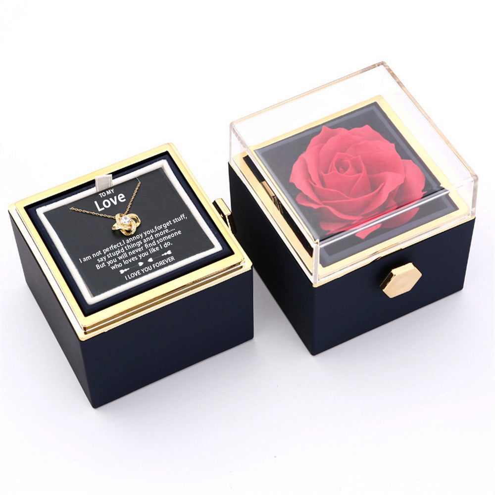 Rotating Rose Jewellery Packing Box Necklace Gift Set
