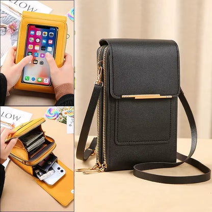 Fashionable Touch Screen Lock Cell Phone Crossbody Bag for Women with Card Holder