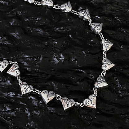 S925 Silver Heart Broken Graffiti Love Necklace