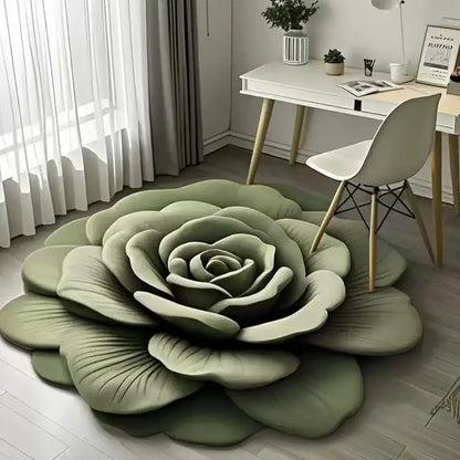 Alien Floral Plush and Diatomaceous Earth Bathroom Floor Mat - Absorbent, Anti-Slip, 3D Fresh Flower Design, Dirt-Resistant