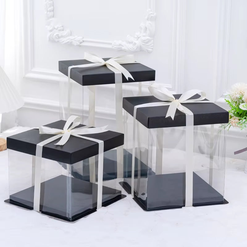 Stylish Transparent Plastic Cake Box - Perfect Gift Packaging for Weddings, Birthdays, and Special Occasions