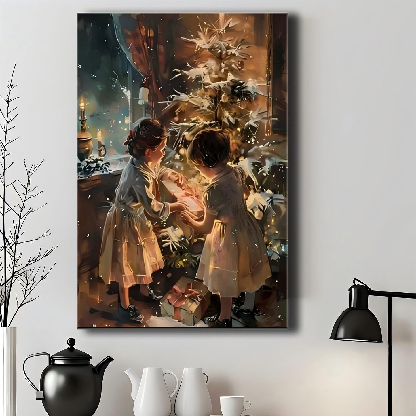 1pc Wrapped Canvas Painting, Wall Decor Living Room, Room Decor, Home Decor, Canvas Print Wrapped In Pine Frame For Holiday Celebrations, Holiday Wall Decoration, Seasonal Home Decoration Pendant