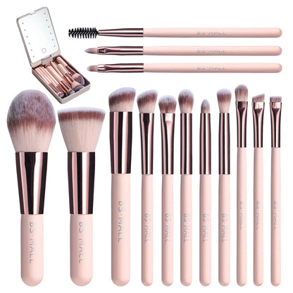 Transform Your Look with the Ultimate 14-Piece Makeup Brush Set Featuring a LED Lighted Travel Mirror!
