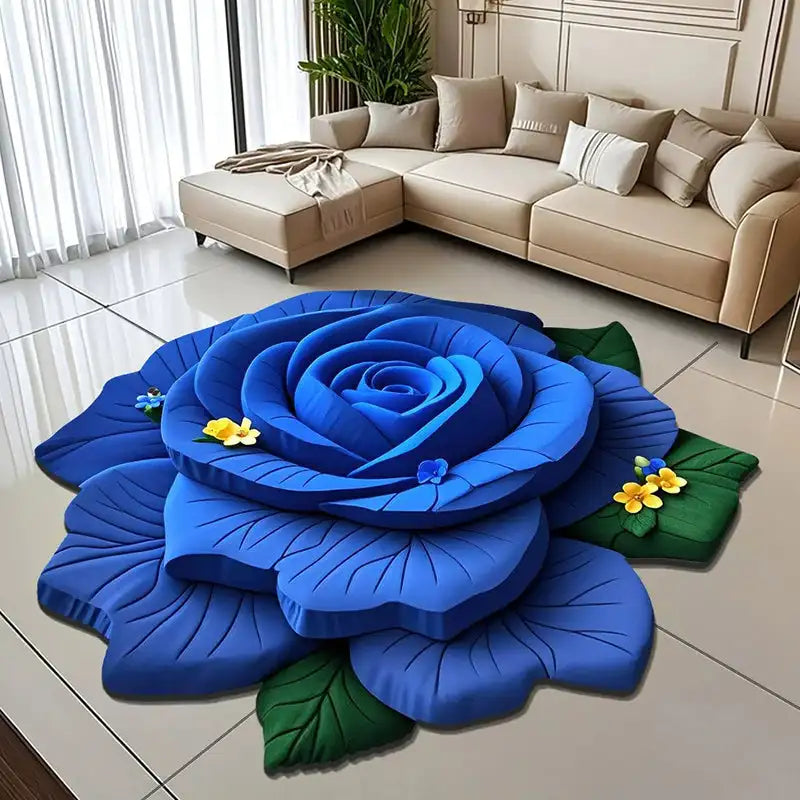 Alien Floral Plush and Diatomaceous Earth Bathroom Floor Mat - Absorbent, Anti-Slip, 3D Fresh Flower Design, Dirt-Resistant
