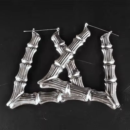 Geometric Bamboo Hoop Earrings in Gold and Silver for Women - Statement Jewelry for Hip Hop and Party Wear