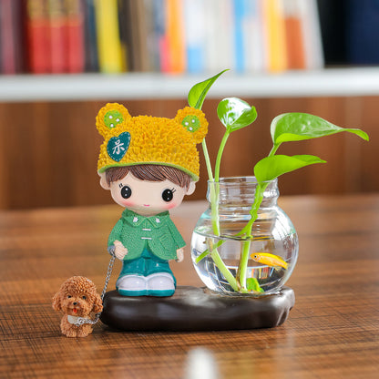 Vase Living Room Flower Arrangement Ornaments Transparent Glassware