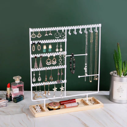 Multifunctional Earring Display Rack Necklace Ring Storage Rack Detachable Wooden Bottom Women Bracelet Watch Jewelry Rack