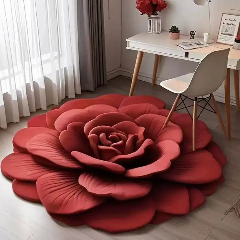 Alien Floral Plush and Diatomaceous Earth Bathroom Floor Mat - Absorbent, Anti-Slip, 3D Fresh Flower Design, Dirt-Resistant