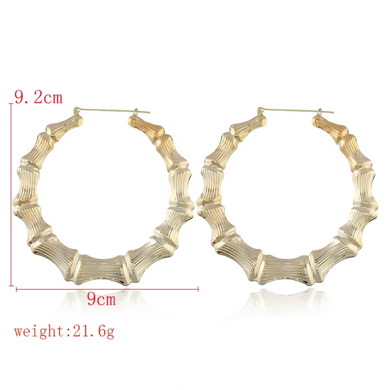 Geometric Bamboo Hoop Earrings in Gold and Silver for Women - Statement Jewelry for Hip Hop and Party Wear